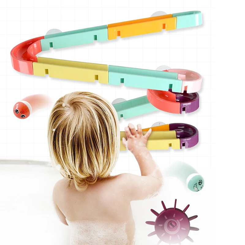 

Wall Suction Cup Marble Race Run Track Bathroom Bathtub DIY Baby Bath Toys Kids Play Water Games Toy Set For Children Xmas Gift