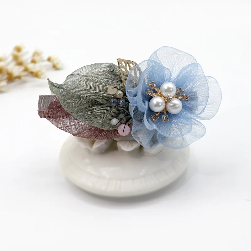 Заколка для волос с цветами женская роскошный зажим из ткани в Корейском стиле