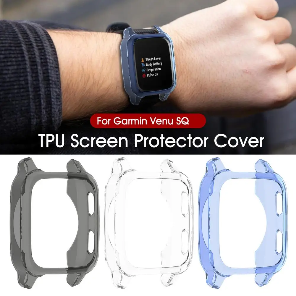 

TPU Protective Cover For Garmin Venu SQ Watch Case Clear Soft Protector Cases For Garmin VenuSq Silicone Bumper Shell