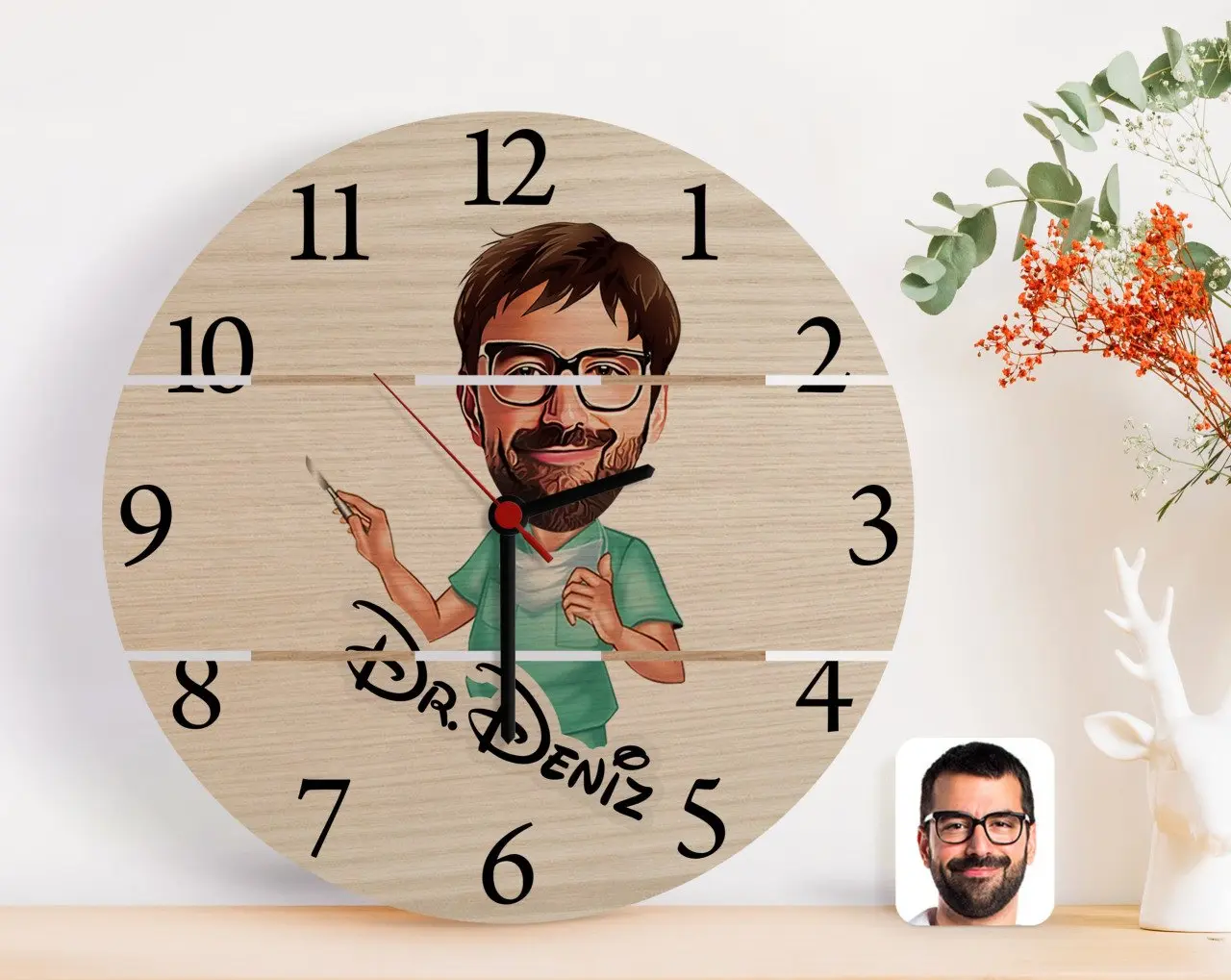 

Персонализированные Для Мужчин 'S Cerrah карикатура аутентичный деревянный поддон Saat-1