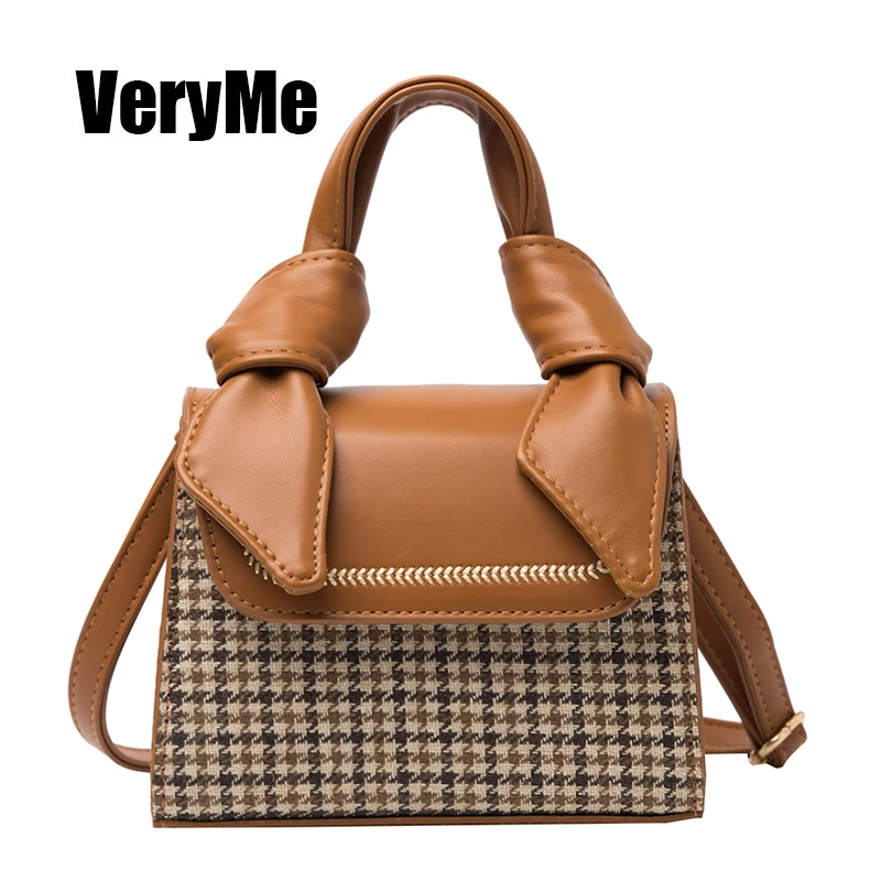 

VeryMe Mini Square Bags for Women Hand Ladies PU Leather Shoulder Bag Purse Simple Crossbody Pack Vintage Top Handle Bag Female