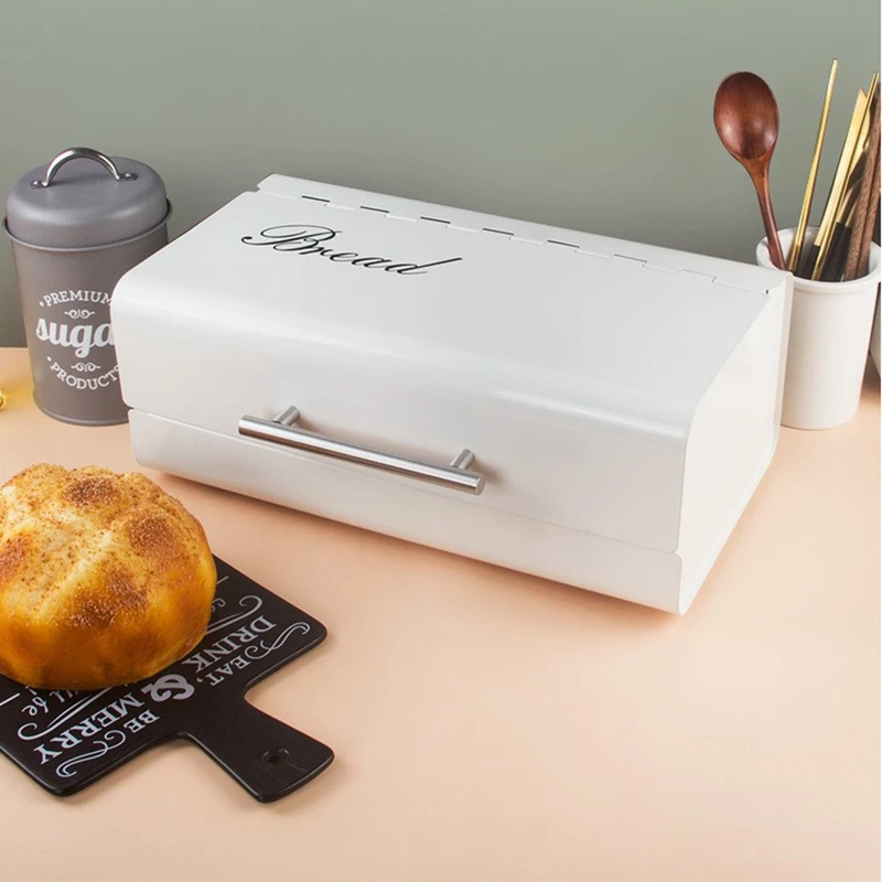 

Retro Metal Bread Bin Box Kitchen Storage Container Household Desktop