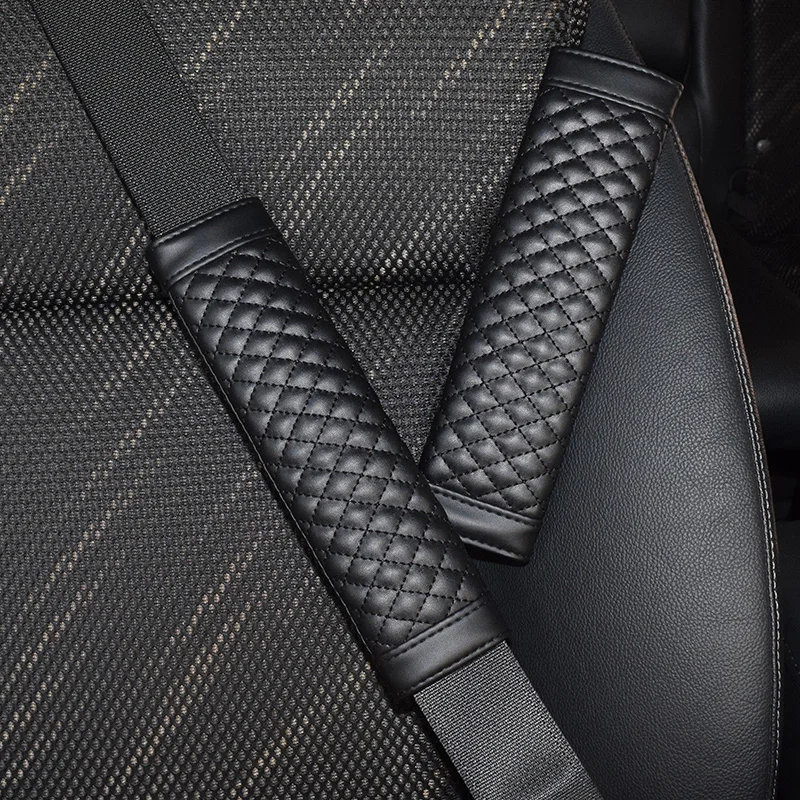 2 PCS Leather Car Seat Safety Belt Cover Universal Soft PU Car Seat Belt Case Protector Shoulder Strap Pads Men Car Accessories
