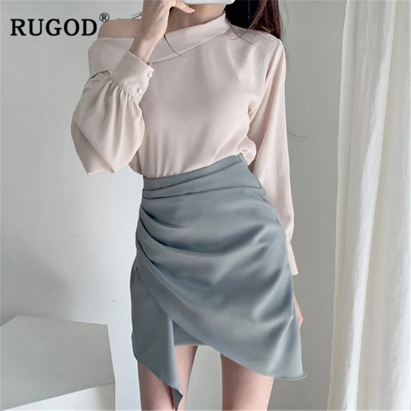 RUGOD корейский комплект из двух предметов модная женская юбка с открытыми плечами