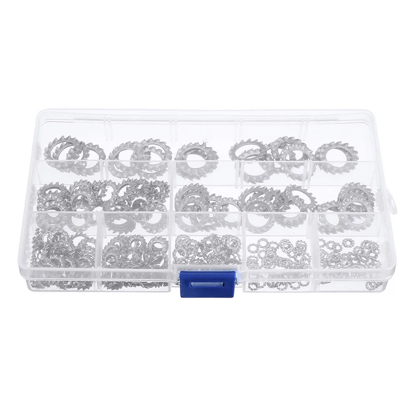 300 шт. в ассортименте комплект шайб из нержавеющей стали 304 с внешними зубьями