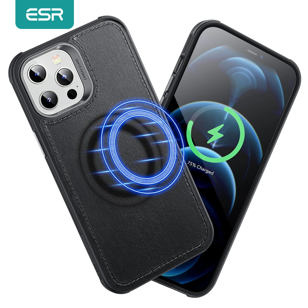 

ESR for MagSafe Certified Leather Case for iPhone 12 Pro Max Magnetic Charging Cover Vegan Leather Case for iPhone 12 Macsafe