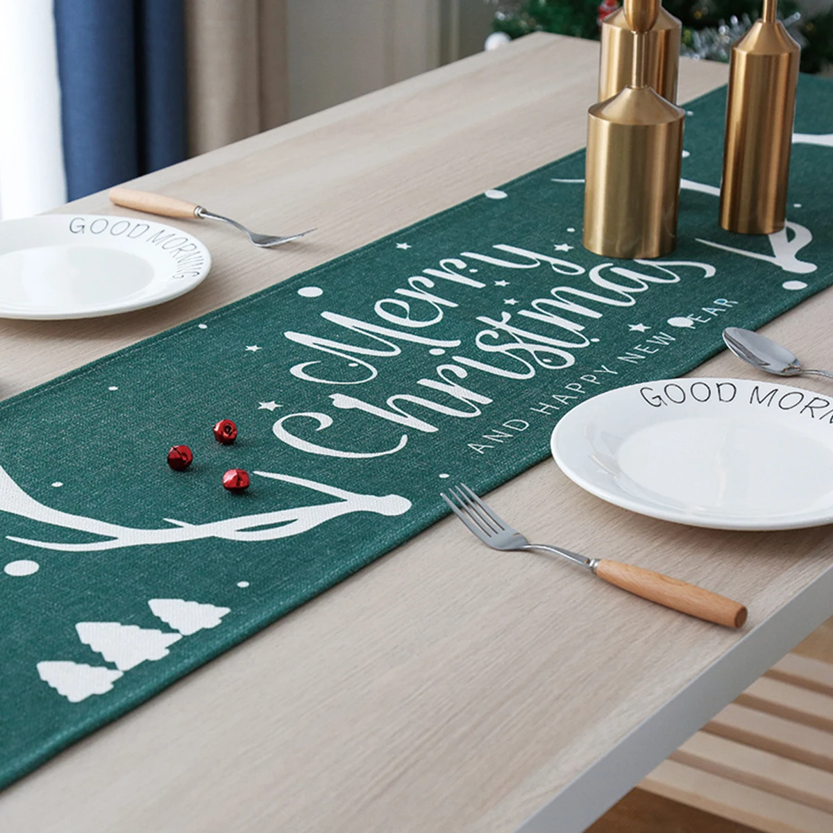 Natale Navidad, красное льняное рождественское настольное украшение для дома, Рождественское украшение, новогодний декор