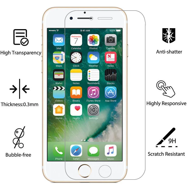 Чехол для apple iphone 8 7 6 s защитное покрытие из закаленного стекла экрана телефона s6