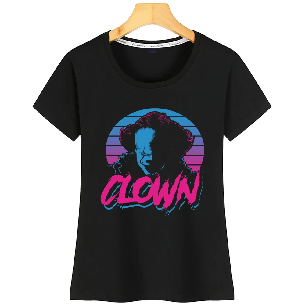 Топы Футболка Для женщин Джокера в Танцы клоун ужас Eightees 2017 дизайн Черная