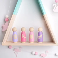 7pcs wooden doll model decoration european childrens room decoration home decor christmas new year gift wooden childrens doll