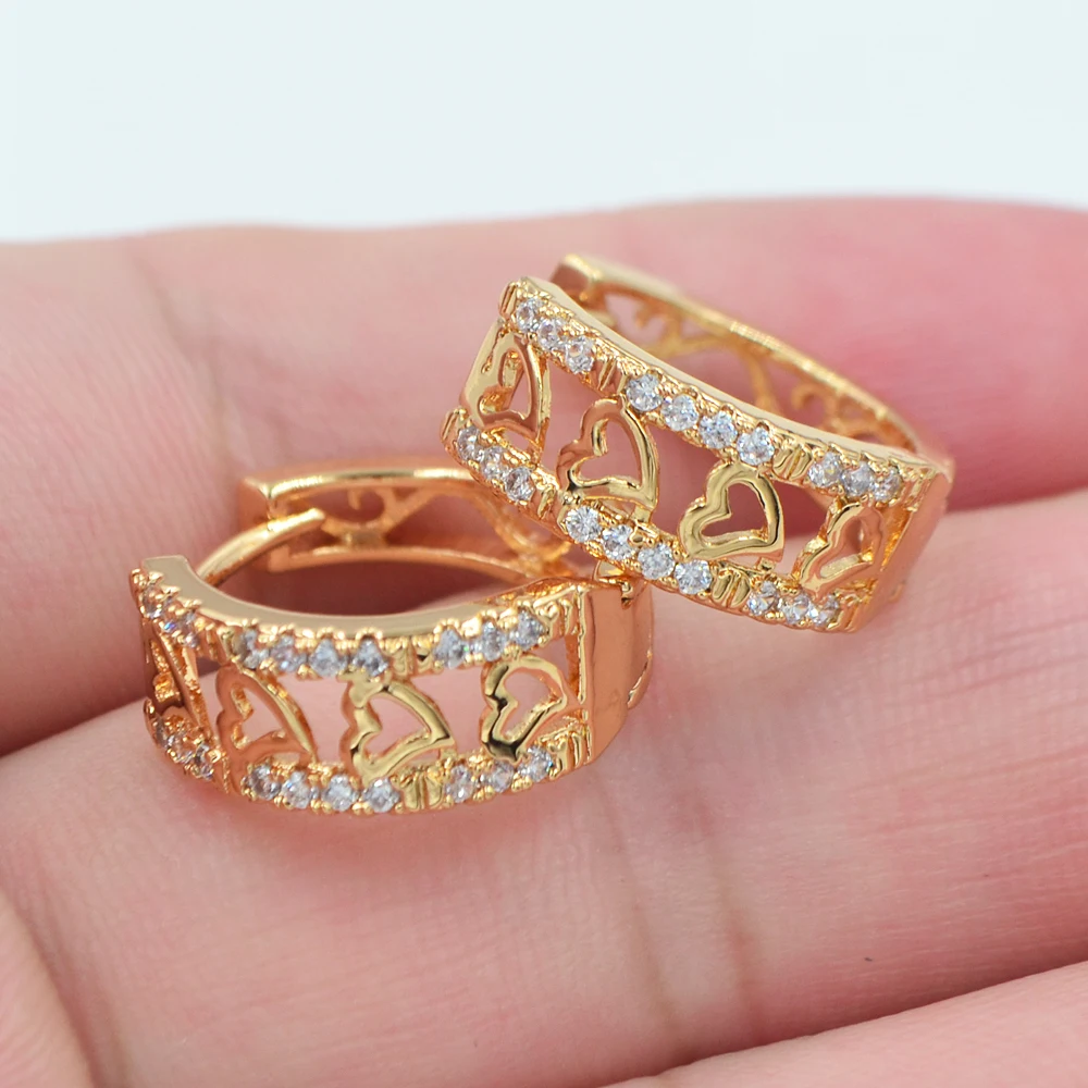 Женские серьги кольца Huggie с фианитом класса ААА +|Серьги-кольца| |