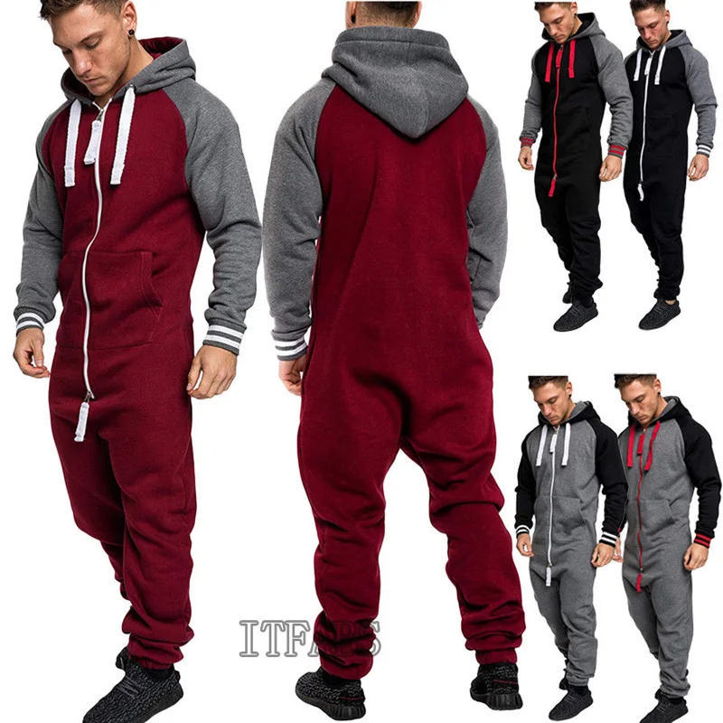 

Men New Style Long Sleeve Coverall One Piece Cotton Pants Trouser Casual Romper