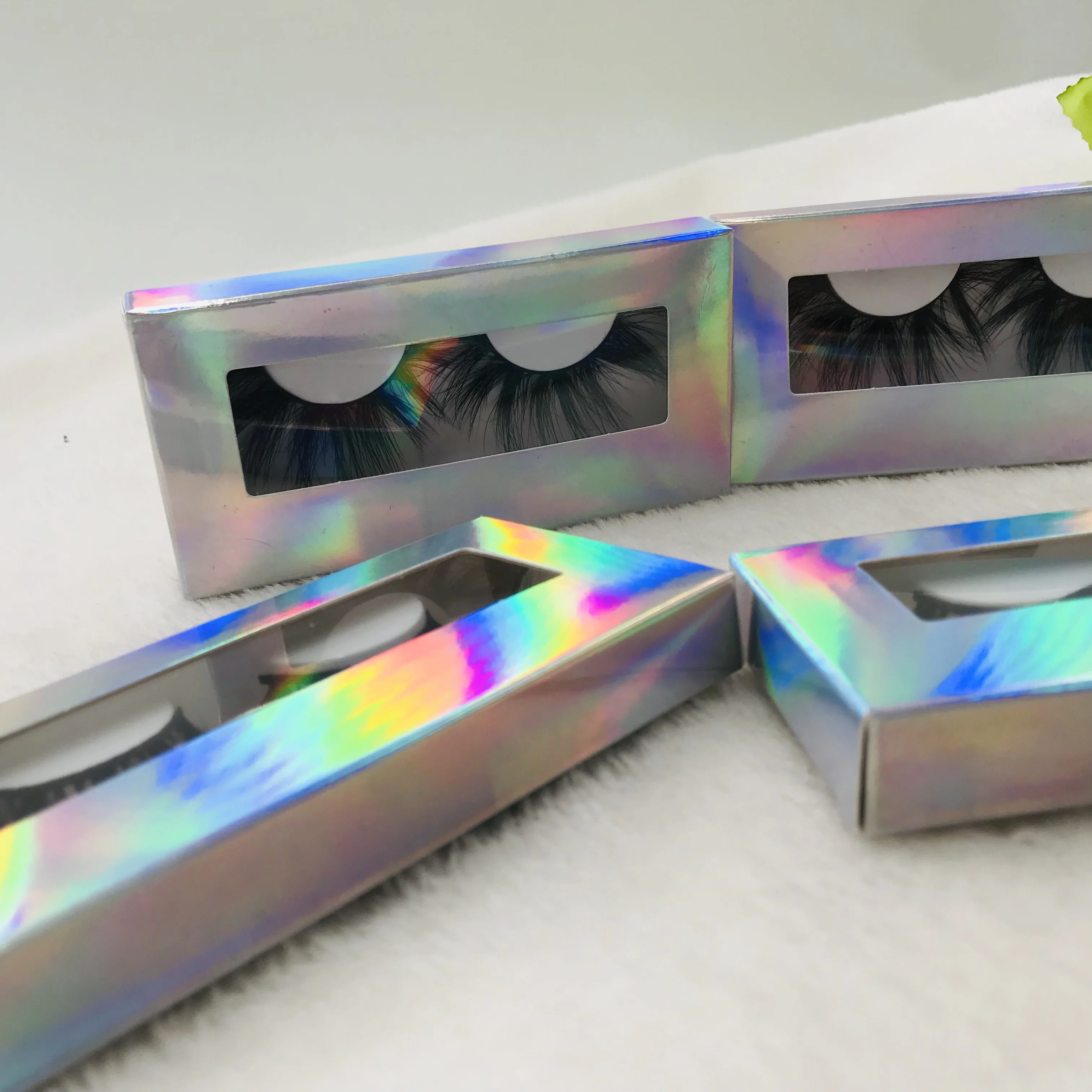 6 парт/лот норковые 5D ресницы пушистые короткие на заказ голографические коробки