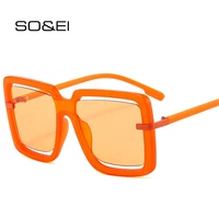 soei fashion oversized square sunglasses women retro hollow ocean lens eyewear shades uv400 men orange pink sun glasses
