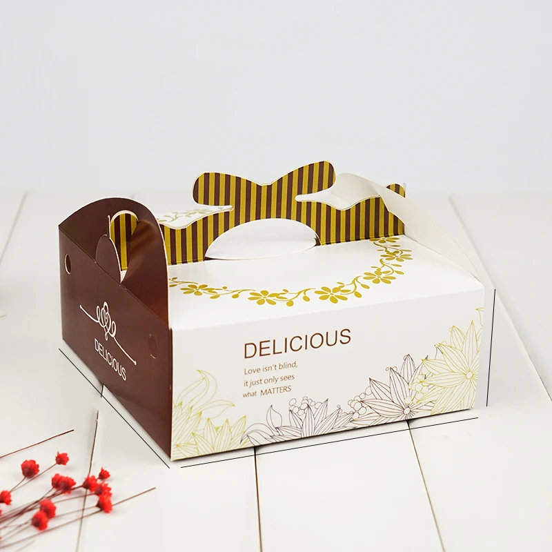 

10pcs Portable Delicious Donuts Boxes Baby Show Party Wedding Baking Mousse Cake Decorating Supplies Handle Paper Box