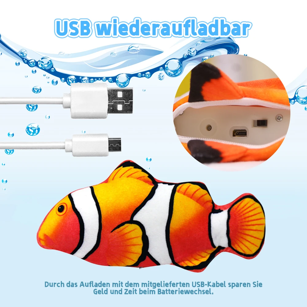 

Pet Kitten Simulation Fish Toy with Fishing Rod Set USB Charging Fish Plush Toys Interactive Kittens Toy