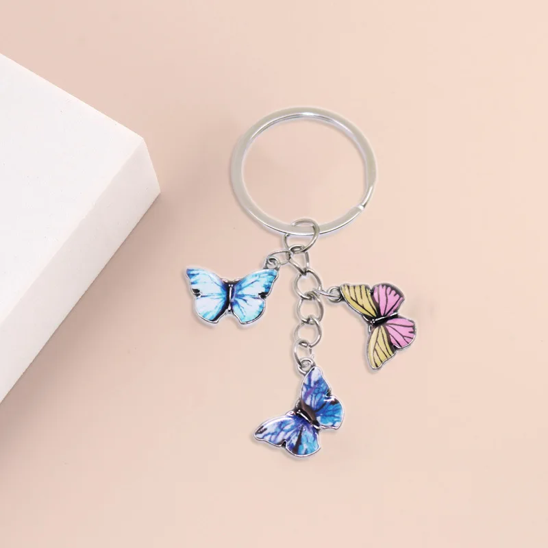 

New Fashion Colorful Enamel Butterfly Keychain Insects Car Key Women Bag Accessories Jewelry Gifts