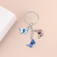 new fashion colorful enamel butterfly keychain insects car key women bag accessories jewelry gifts