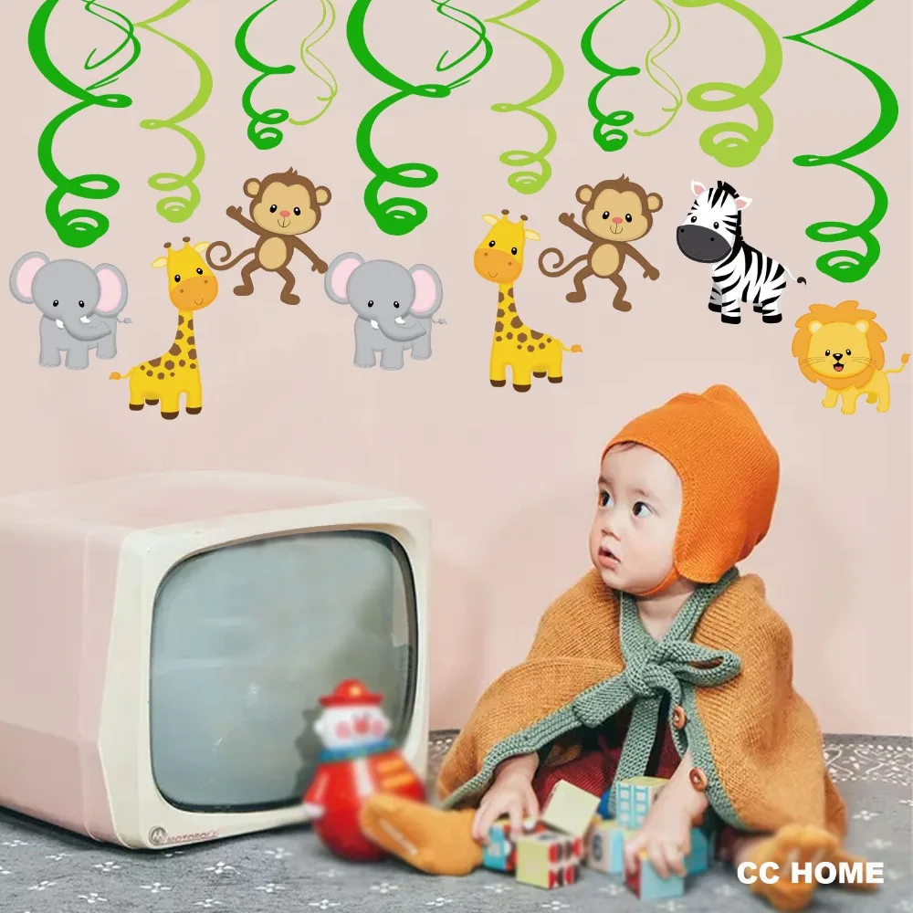 30 шт. вечерние украшения в виде сафари джунглей Мультяшные животные спирали из