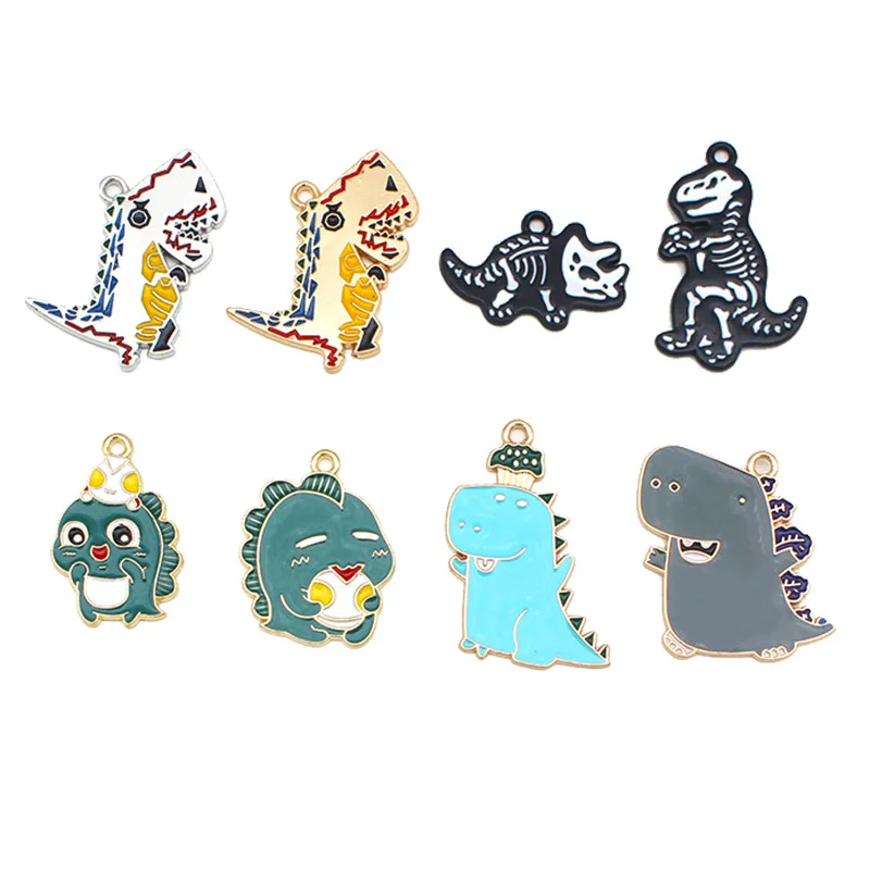 10 шт./лот эмалевые Подвески в виде милого мультяшного монстра динозавра
