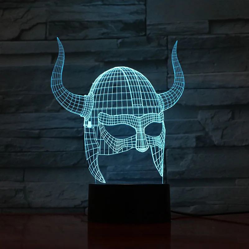 Художественное украшение 3D лампа викингов шлемы визуальный световой эффект изменение цвета с дистанционным лучшим украшением Led ночник лампа
