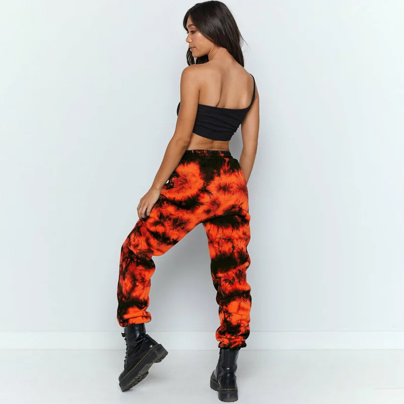 

2021 Spring New Sweatpants Women Baggy Tie-Dyed Wide-Leg Pants Plus Size Trousers Elastic Waist Stretch Mid Waist Casual Pants
