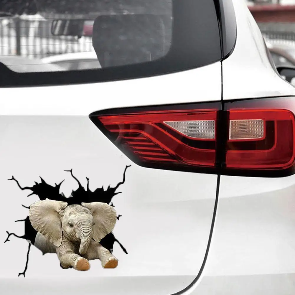 Наклейка на автомобиль в виде слона красочный дизайн наклейка с цветами черное