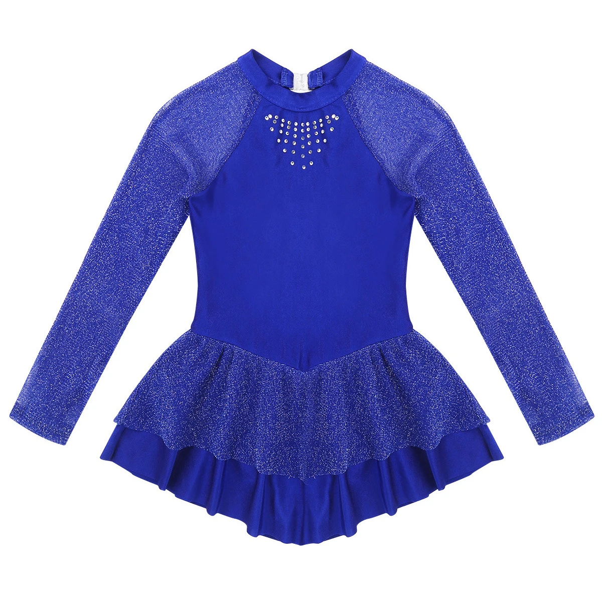 Детское блестящее платье с длинными рукавами Стразы для фигурок и катания на