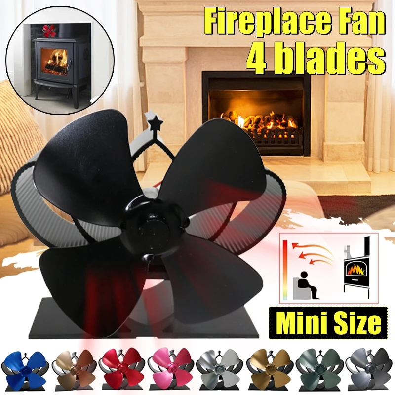 

Fireplace Fan 4 Blades Heat Powered Stove Fan Log Wood Burner Ecofan Quiet Home Fireplace Fan Efficient Heat Distribution