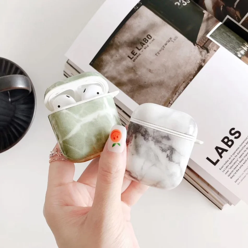 Чехол с мраморными наушниками для Airpods 2 чехол Роскошный Жесткий наушников
