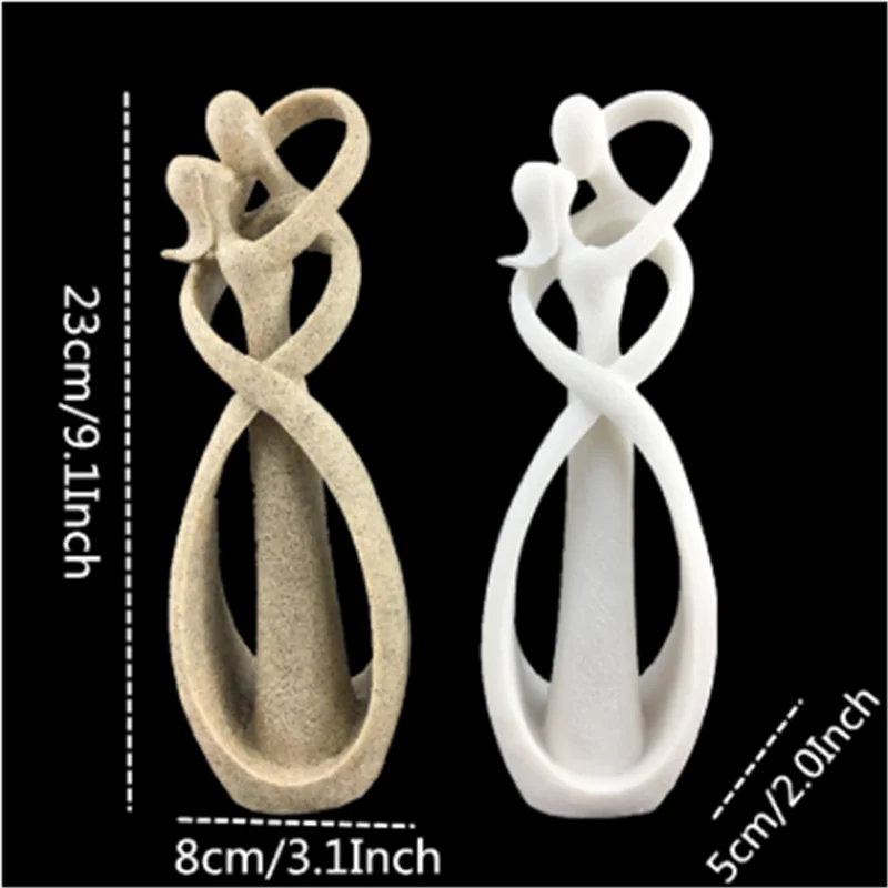 

23cm Sandstone Kissing Lover Statuettes Wedding Statue Decoration Anniversary Souvenirs Figurines Ornaments For Home Ornaments