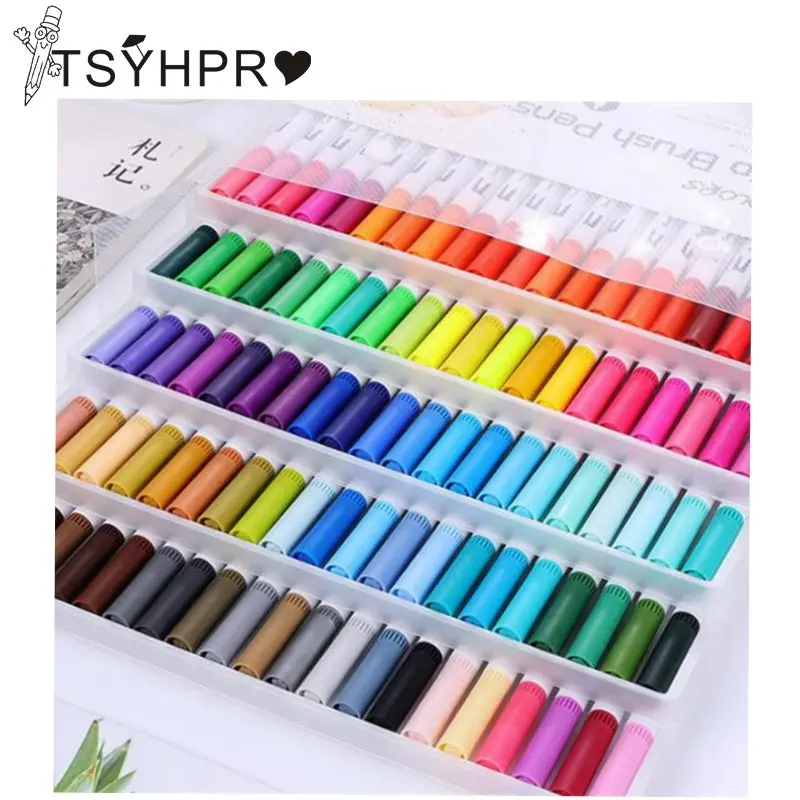 

Портативный набор кистей с двойным наконечником: 12/24/36/48/60, разные цвета, тонкая фотография, подарочный набор