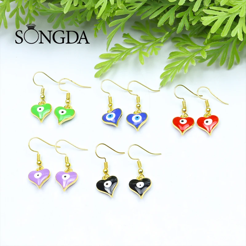 

Enamel Blue Turkish Evil Eye Drop Dangle Earrings Creative Amulet Evil Nazar Eye Charm Fish Hook Earrings Women Fashion Jewelry