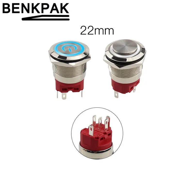 Светодиодная лампа в металлическом корпусе 22 мм с кнопкой включения и запуска