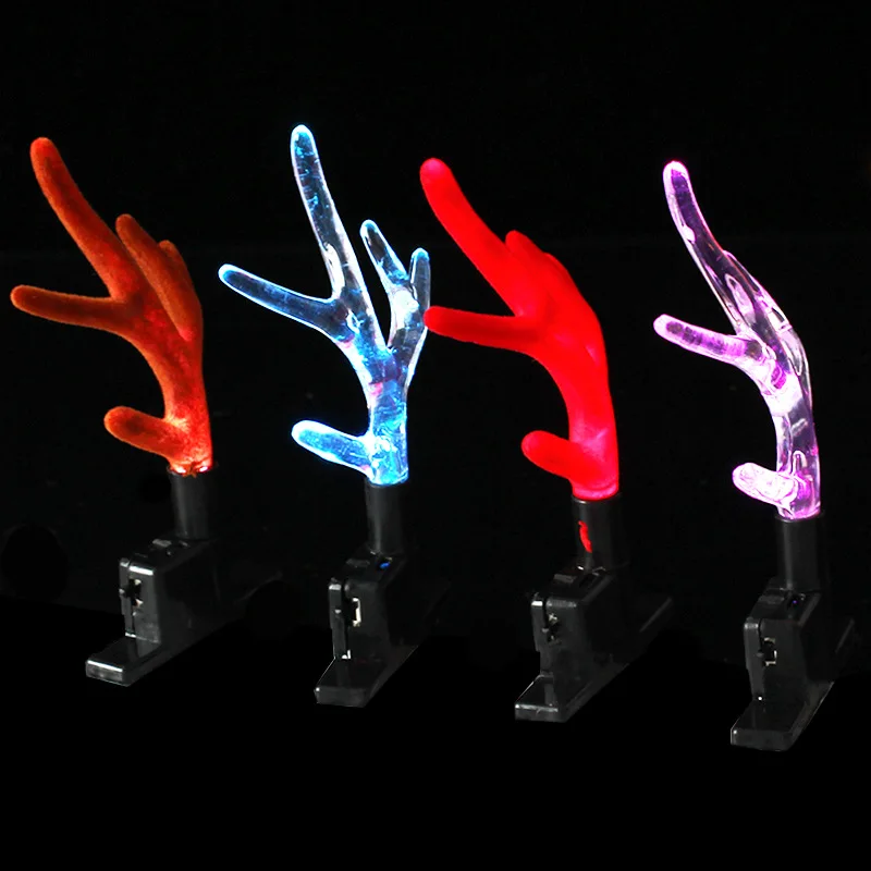 Светодиодная светящаяся заколка в виде оленьих рогов модные аксессуары для