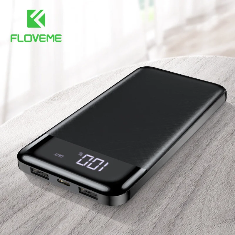 FLOVEME power Bank 10000mAh портативное зарядное устройство внешнее usb-устройство для