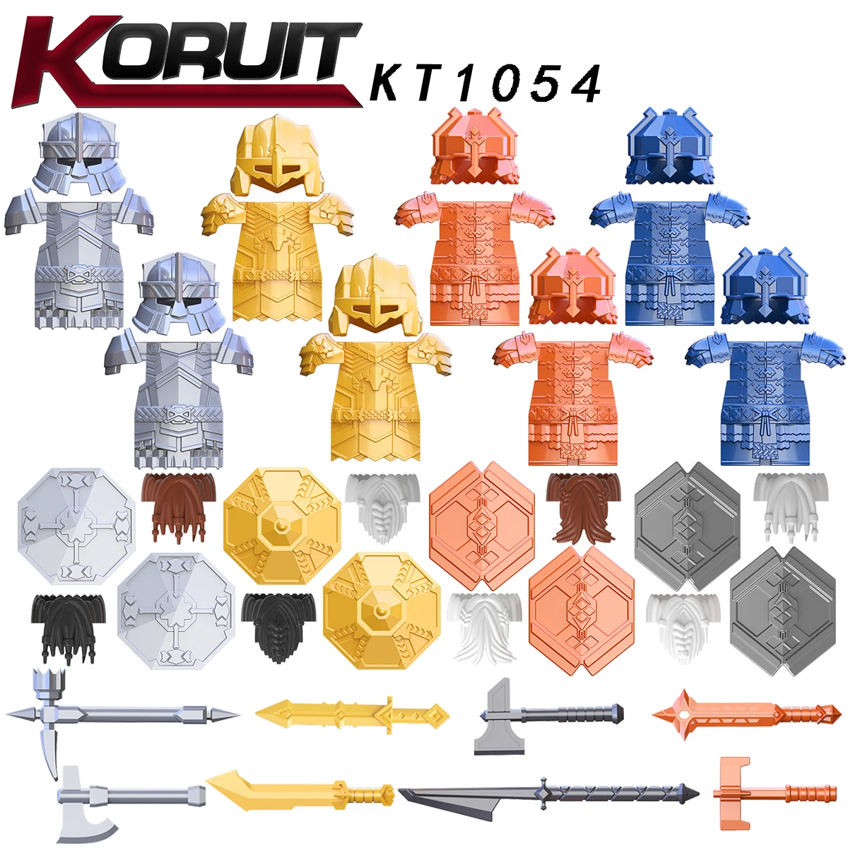 KT1054 Одиночная фигурка кинофильма голова фолк карликовый щит воина оружие солдат