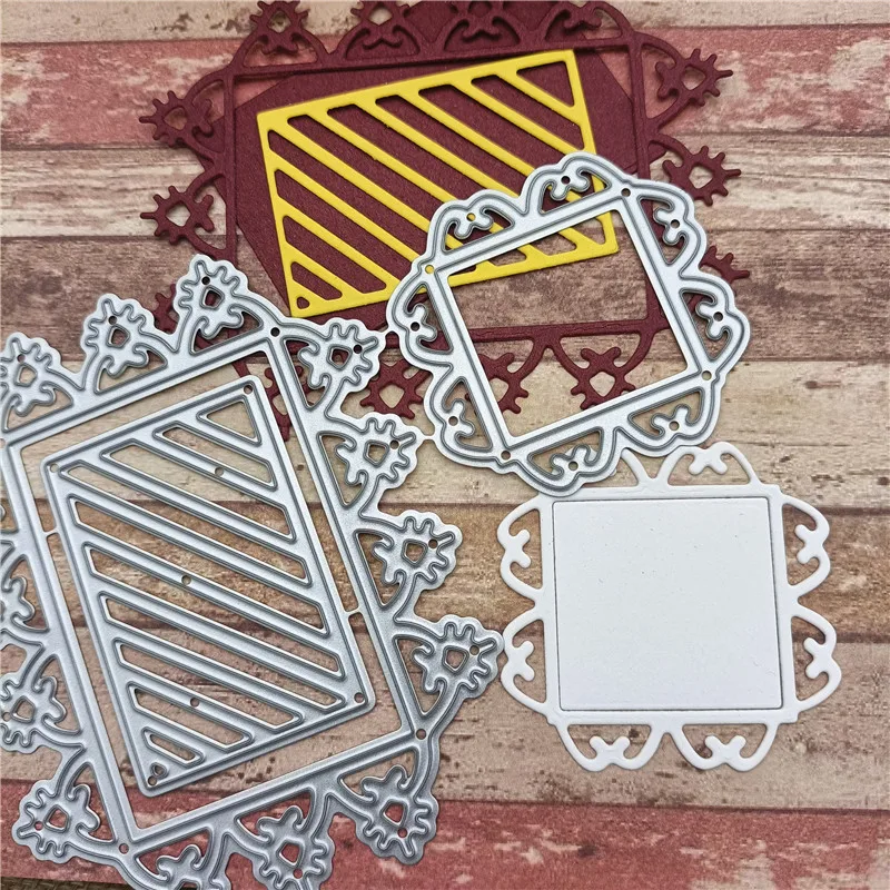 

2021 New 2Pcs/Lot DIY Frame Metal Cutting Dies Stencil Die Cut Scrapbooking Craft Stamps for Scrapbooking DIY Photo Album
