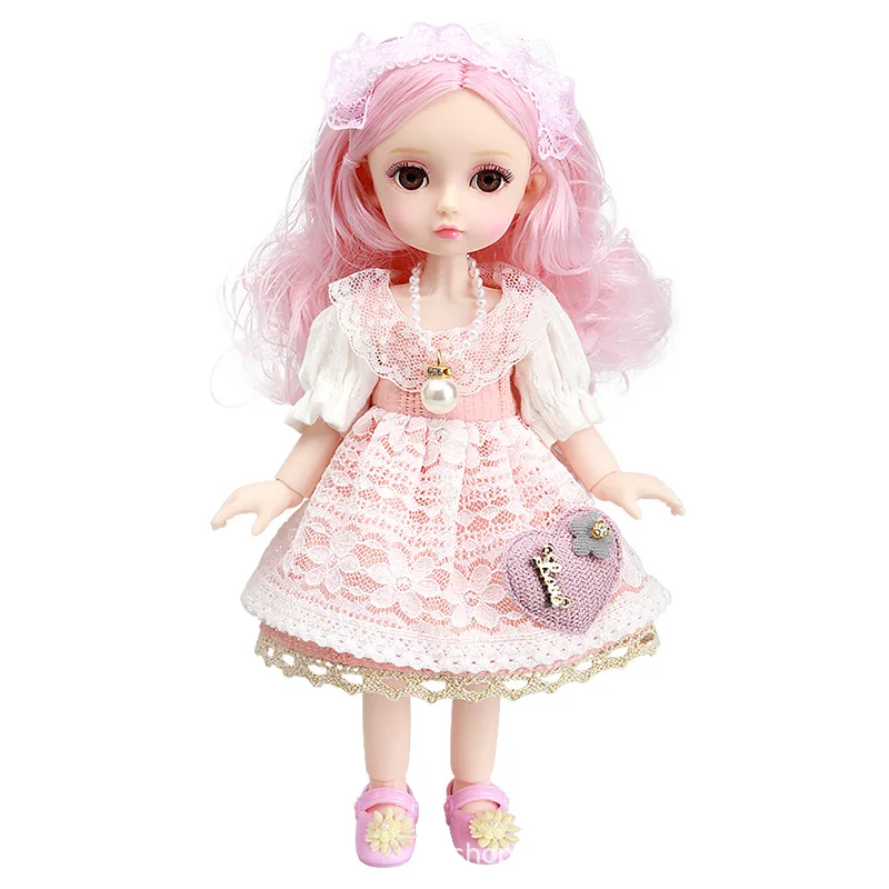

10 Inches 26cm BJD Dolls Princess Girl Dress Up 4D Eyes Simulation Eyelash Doll with Clothes Children Play House Toy