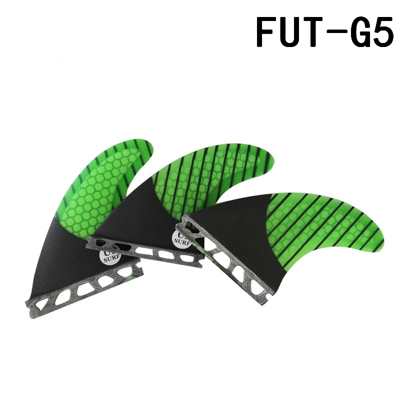 Surf Future Fin paddle board G5 Upsurf логотип соты Стекловолоконные плавники доски для серфинга плавник Размер M 3 штуки в комплекте - Цвет: Black with Green 3