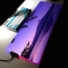 Фиолетовый светящийся коврик для мыши с RGB-подсветкой, большой коврик для клавиатуры, компьютера, коврик для мыши с креплением Fuji для геймеров, подложка 900x400 мм, настольный игровой коврик