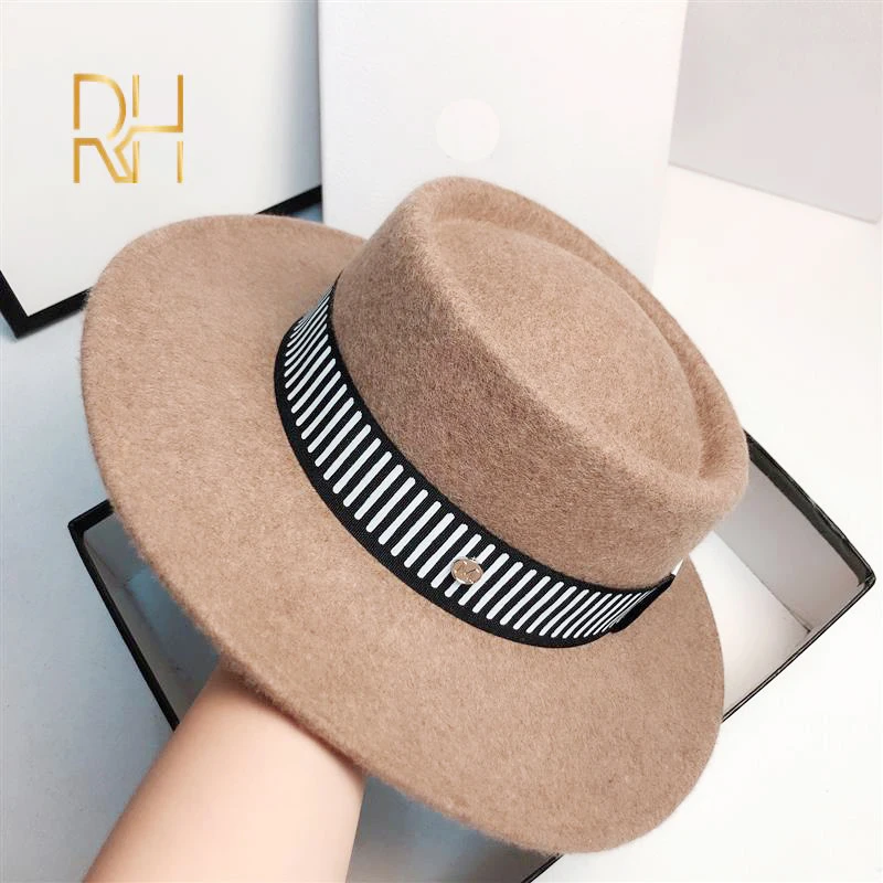 Церковные зимние шляпы для женщин Панама шапка мягкая винтажная полосатая лента