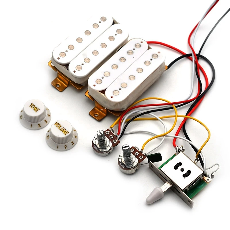 

Electric Guitar Pickup Wiring Harness Prewired 3-Way Switch HH Pickup for ST Electric Guitar White