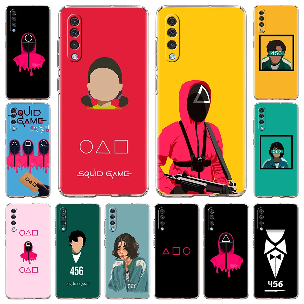 

Cartoon Funny Squid Game Phone Case For Samsung Galaxy A50 A70 A20 A30 A40 A20E A10 A10S A20S A02S A12 Silicone Clear Soft Cover