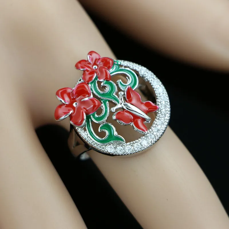 Серьги с красным гранатом и белым топазом из серебра 925 пробы эмалью | Украшения