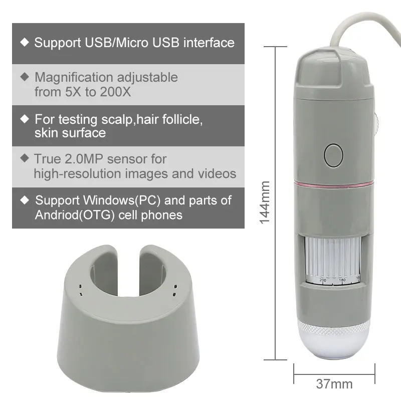 5X-200X 8 светодиодный цифровой USB микроскоп 2.0MP высокой четкости электронный