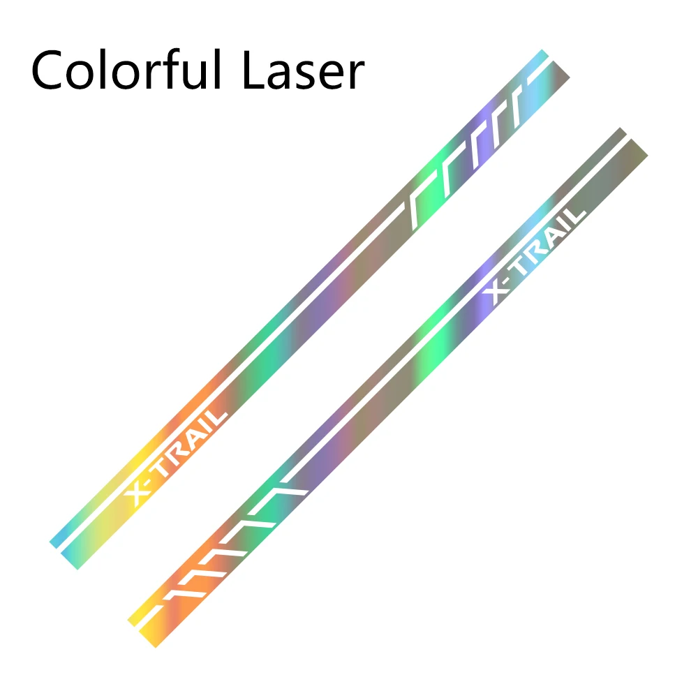 Colorful Laser 2 шт. автомобильные боковые полосы наклейки для NISSAN X-TRAIL DIY Автомобильная виниловая пленка Стайлинг наклейка украшение автомобиля Принадлежности для тюнинга - Название цвета: Colorful Laser