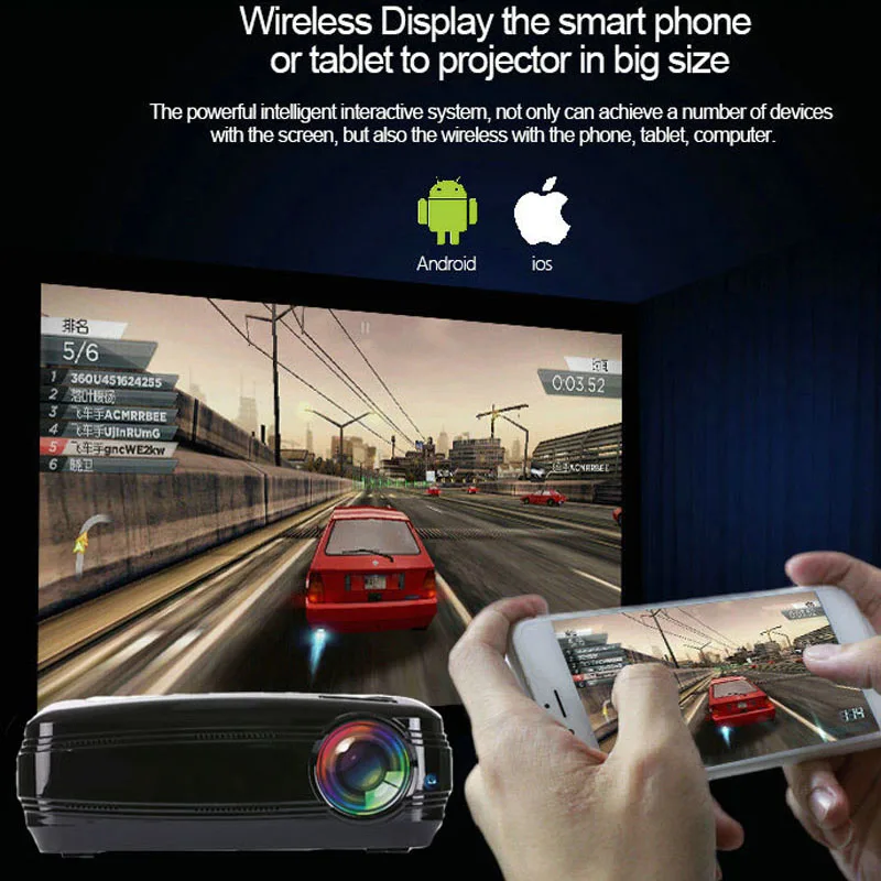 WZATCO CTL60 5500 люменов Android 9 0 WI FI full HD Портативный ТВ светодиодный проектор 1080P 4K видео