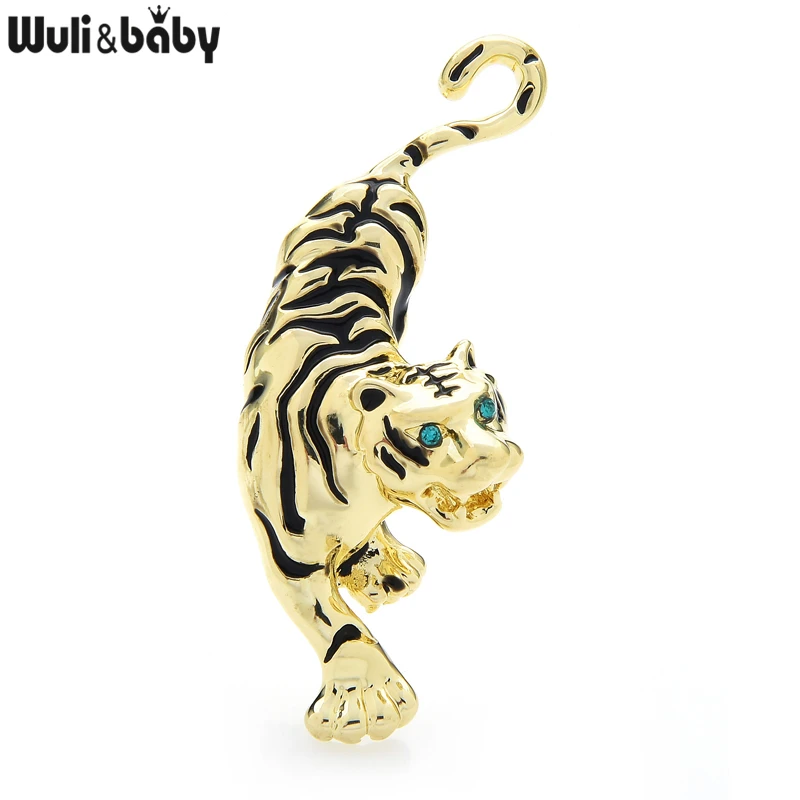 

Wuli&baby Enamel Tiger Brooch Pins 2021 Zodiac Animal Brooches Women Child Jewelry GIft 2 Colors