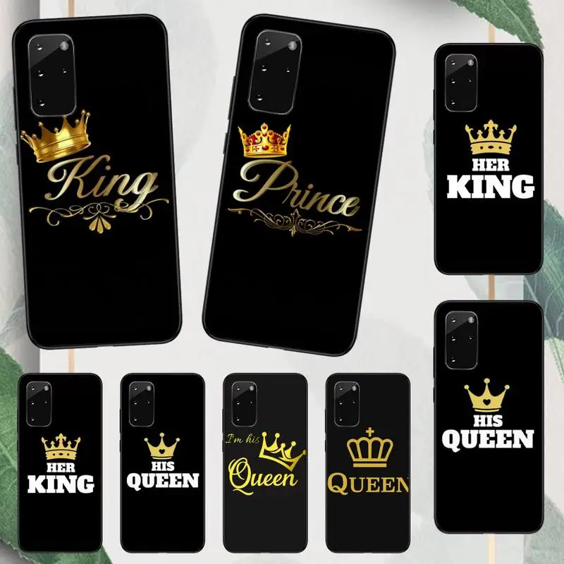 

King Queen Crown Phone Case For Samsung galaxy A S note 10 7 8 9 20 30 31 40 50 51 70 71 21 s ultra plus
